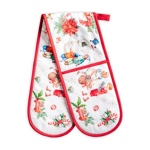 Double Oven Mitts 100% Cotton Double Oven Glove (101 - Chromo / 7" x 35" (Double Oven Mitt))