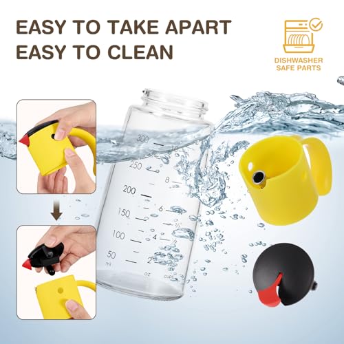 Glass Olive Oil Dispenser Bottle Set 10 oz Yellow White (white and yellow)