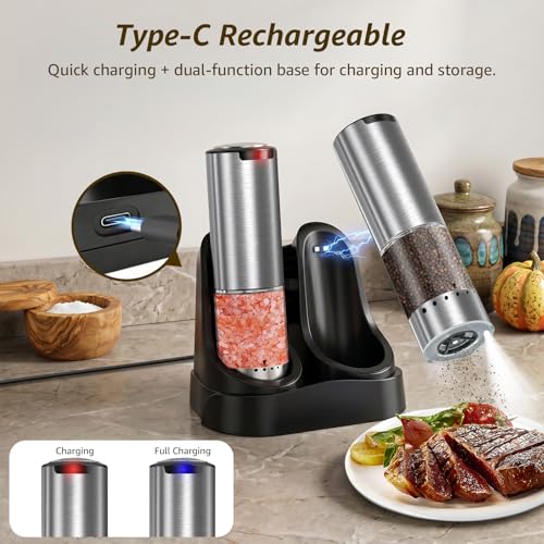 Electric Salt and Pepper Grinder Set Type (Silver)