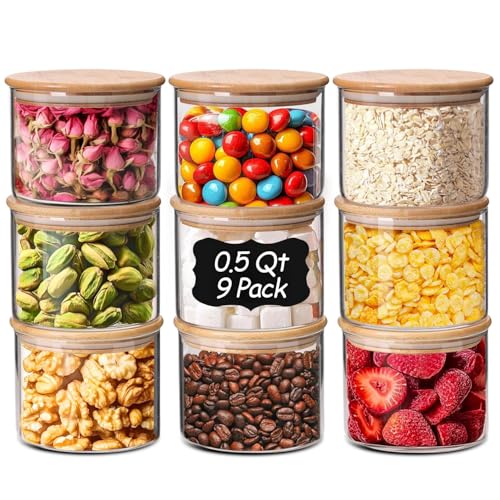Glass Storage Containers with Lids 0.5 Qt (0.5 Qt x 9)