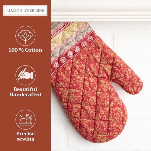 Maison d'Hermine Oven Gloves 100% Cotton Oven Mitt (067 - Sofia / 7.5" x 13" (Oven Mitt))