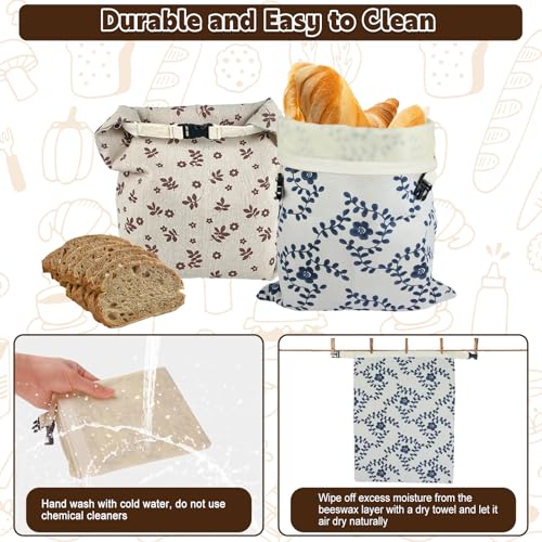 2 Pack Reusable Beeswax Bread Bags for Homemade Sourdough with Zipper