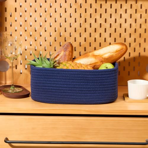 Small Storage Baskets for Organizing (4pcs-L13xW8.5xH5.1" / Navy Blue)