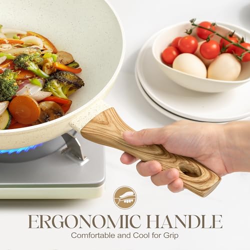 12 Inch Wok Pan with Lid (White / 12 Inch)