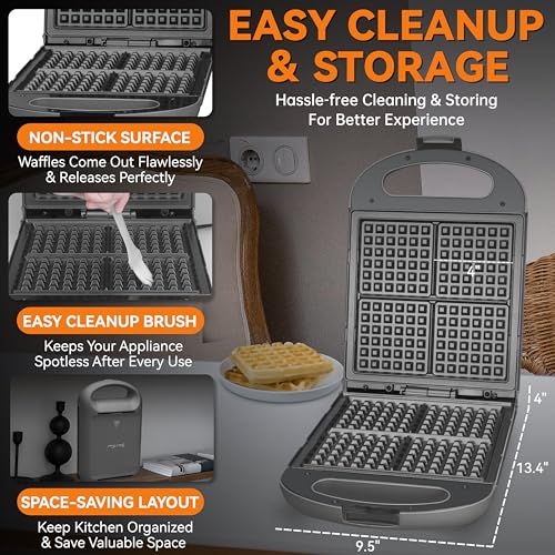 Multi Shapes Waffle Iron (Belgian Waffle Maker (Graphite))