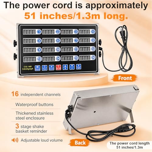1 Pack Commercial Digital Kitchen Timer for Cooking (16 Channel)