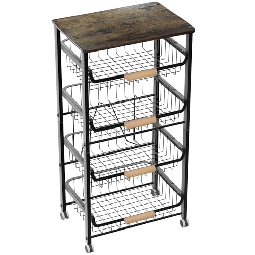 5 Layer Fruit Basket Kitchen Food Organizer and Rack (Black 5-layer Rack)