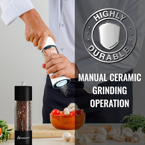 Manual Salt and Pepper Grinder Set of 2 (Black/White)