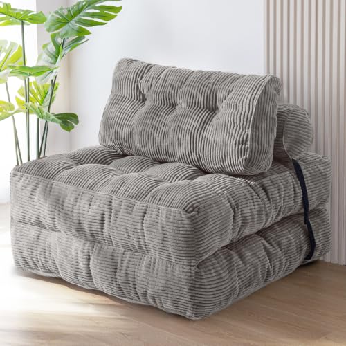 Folding Sofa Bed (Light Grey / Single)