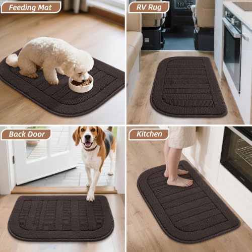 24x36 Inch Kitchen Rugs Non Slip Washable Kitchen Sink Rug (2' x 3' (Semicircular) / Brown)