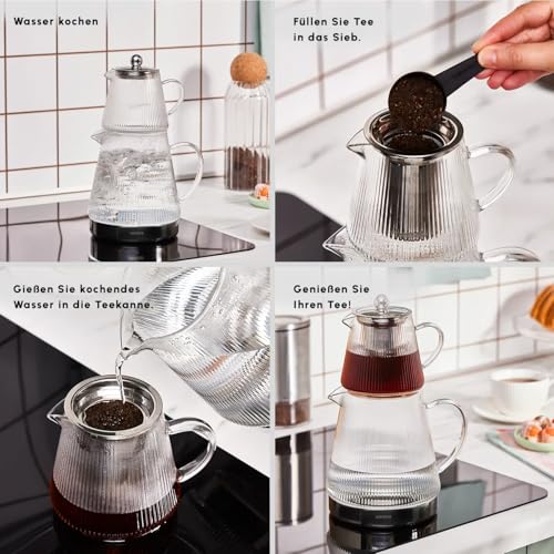 Keops Turkish Small Teapot with Infuser and Lid (Medium / Crystal Clear)