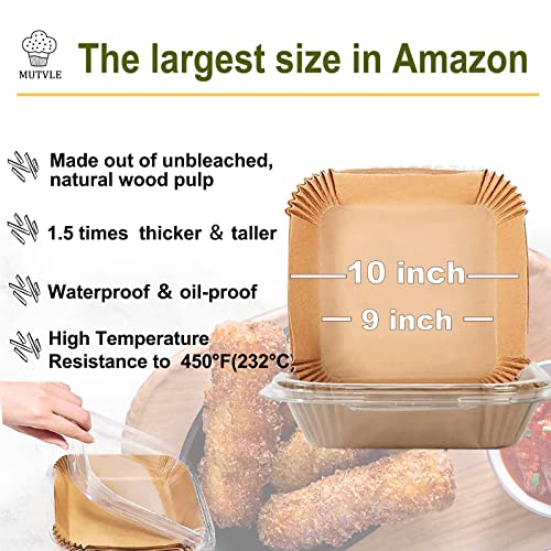 10 Inch Largest Square Air Fryer Liners Disposable for 8 (125 Count)