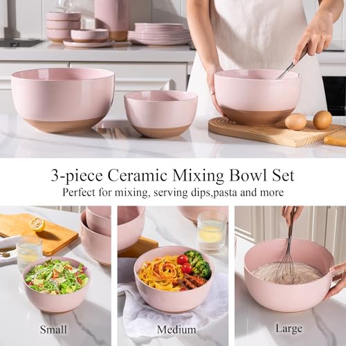 Ceramic Mixing Bowls (3PCS / Cloud Pink)