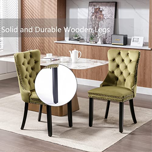 Olive Green Velvet Dining Chairs Set of 4 (Olive Green)