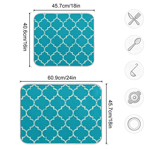 Super Absorbent Dish Drying Mat (Beautiful Grunge White Morrocan Trellis / 16" x 18")