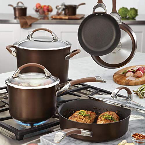 Symmetry Non Stick Pots and Pans Set (11 Piece Set / Chocolate)