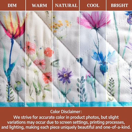 Maison d'Hermine Oven Gloves 100% Cotton Oven Mitt (080 - Flower in the Field / 7.5" x 13" (Oven Mitt))