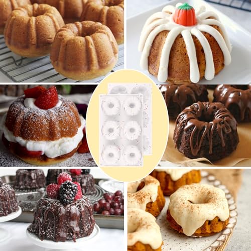 2 Pcs Mini Fluted Cake Pan (Fluted Tube Pan C - 2 Pack)