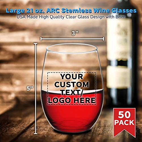 50 ARC Stemless Wine Glasses Set (50 Count)