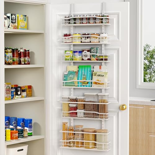 White 6 Tier Over Door Pantry Organizer (6-Tier Standard / White)