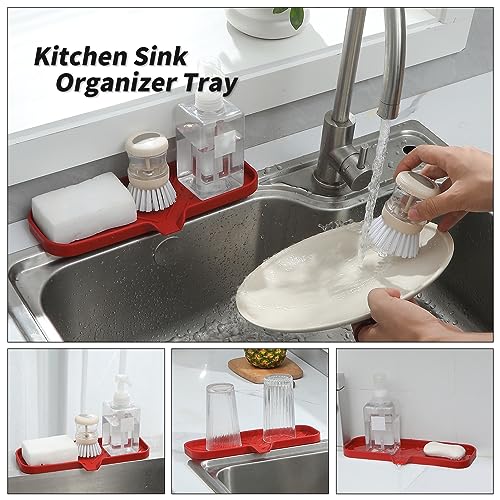 Silicone Soap Dish with Drain Spout (Red / L(12"×4"))