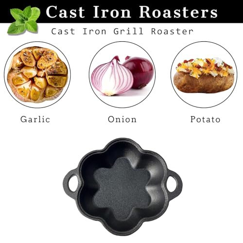 Pre Seasoned Cast Iron Smoker & Garlic Roaster with Airflow Lid (A-Black)