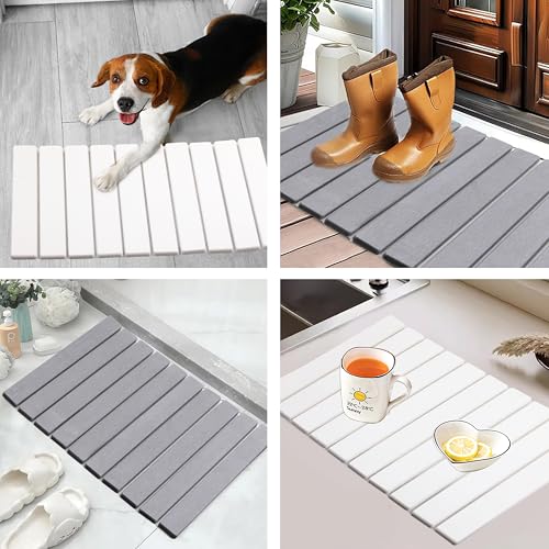 Quick Dry Collapsible Dish Drying Mat (White / 24" x 16")