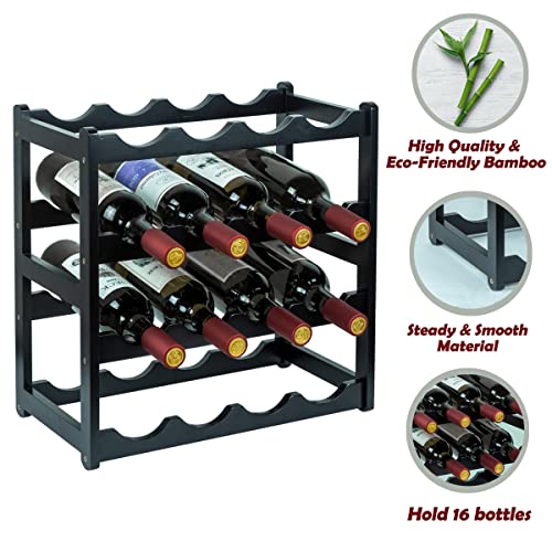 Bamboo Wine Rack (4 Tier Black)