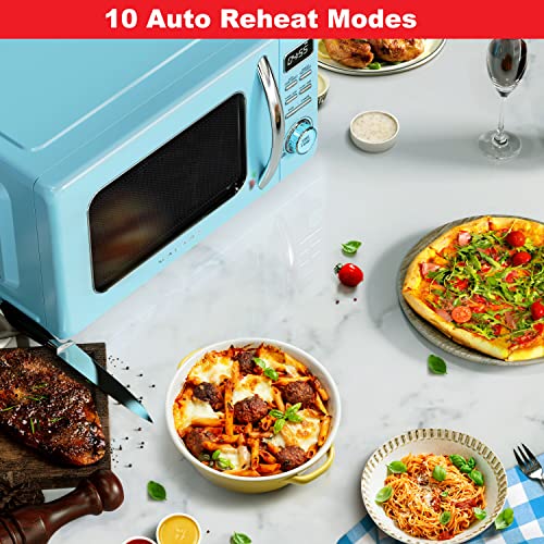 GLCMKZ11BER10 Retro Countertop Microwave Oven with Auto Cook & Reheat (Blue / 1.1 cu ft / Modern)