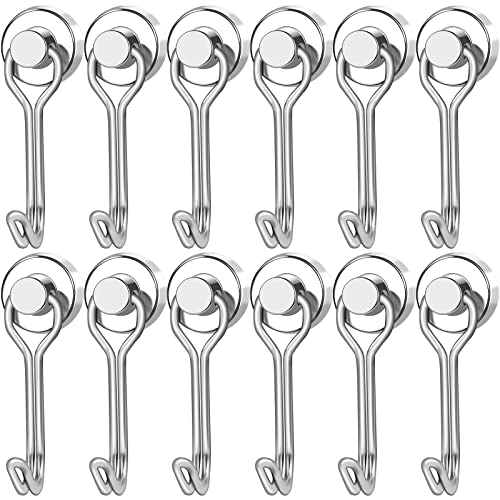 Magnetic Hooks Magnet Hook for Cruise Cabins Fridge 30LBS 12Pack (Silver / 0.63in)