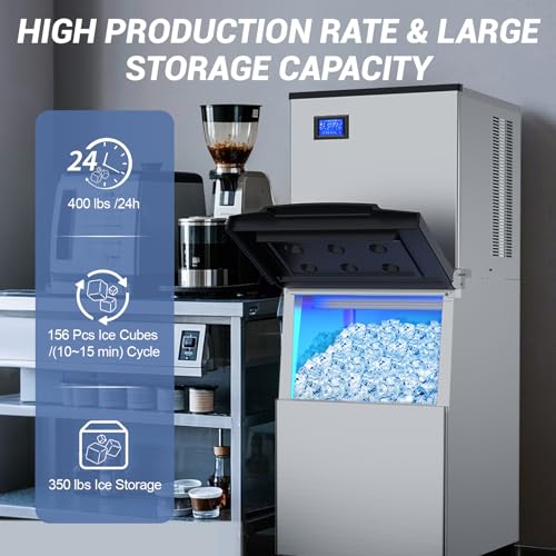 400 lbs High Output Commercial Ice Machine Freestanding Self