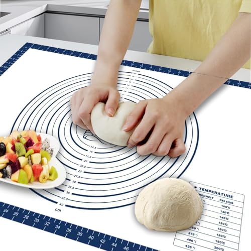 Dough Mat Silicone Baking Mats for Rolling Pastry Kneading Sheet Sourdough Bread Baking Supplies Blue 28x20"0.45mmT (Blue / 28"L x 20"W)