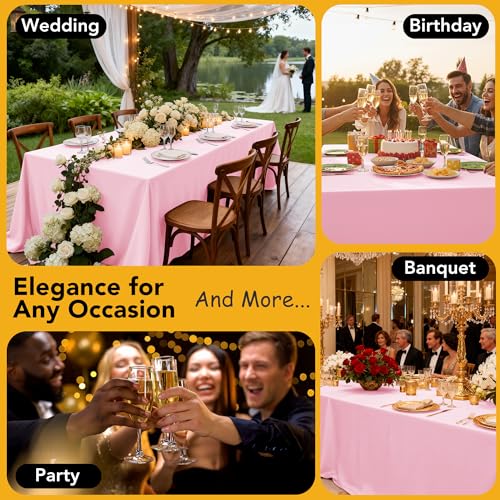 6 Pack Pink Tablecloths for Square Tables (Pink / 54x54 In, 6 Pack)