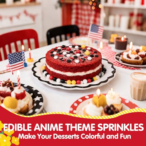 Edible Black White Red Yellow Pearls Jimmies Round Confetti Sprinkles (Mouse House)
