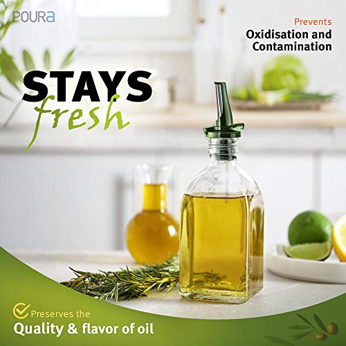 Olive Oil Spout for Olive Oil Dispenser (6 green oil pourers + 6 adapters)