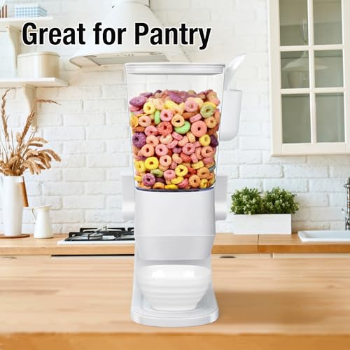 Cereal Dispenser Countertop Wath Bowls and Spoons（1pcs White） (3.5Qt & White & 1pack)