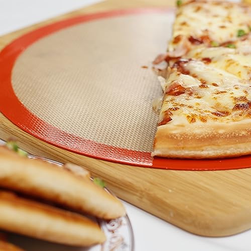 Round Silicone Baking Mats for 12 Inch Pizza Pan (Bright Orange / 11.8"L x 11.8"W)