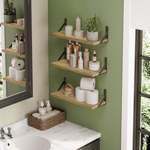16.5in Floating Shelves for Wall (Rustic Brown / 16.5 x 6.1 x 0.59 inches)