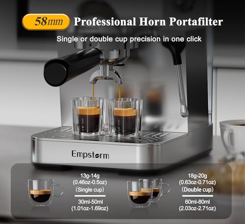CB2 20 Bar Espresso Machine with Milk Frother Steam 1350W Silver (Classic-silver)