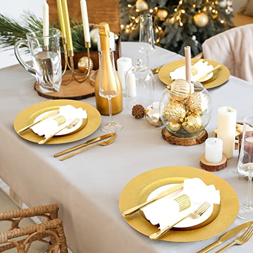 100 Pcs Glitter Gold Charger Plates Bulk (Modern Style / Gold)