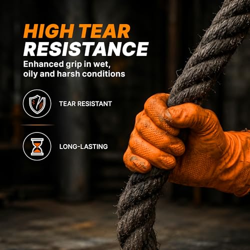 Heavy Duty Industrial Orange Nitrile Gloves (02 8mil (100ct) / Medium)