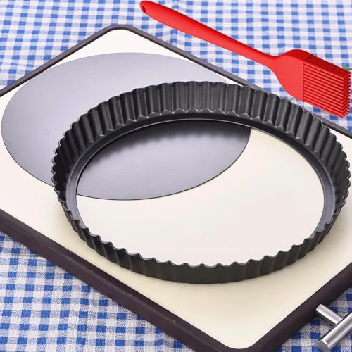 Tart Pans with Removable Bottom 10 Inch Quiche Pan (10.2 X 1.2 Inch)
