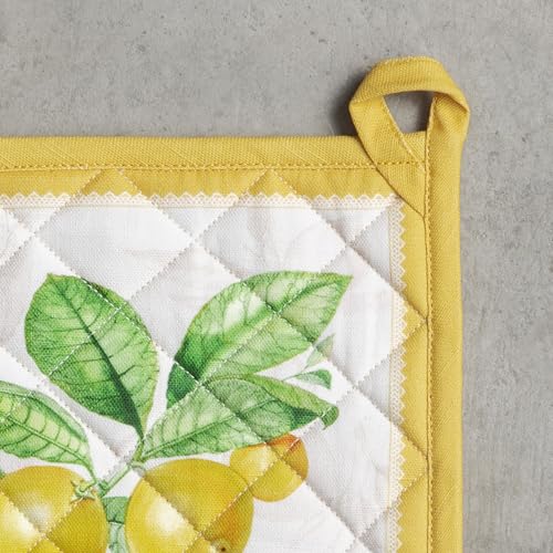 Pot Holders 100% Cotton Potholders (004 - Limoncello / 8" x 8" (Pot Holder Pack of 2))
