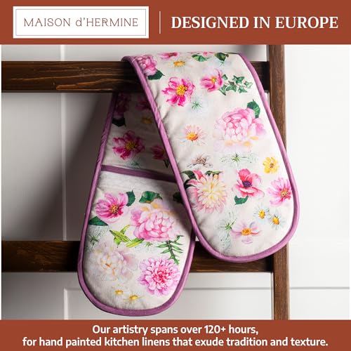 Double Oven Mitts 100% Cotton Double Oven Glove (071 - Pivoine / 7" x 35" (Double Oven Mitt))