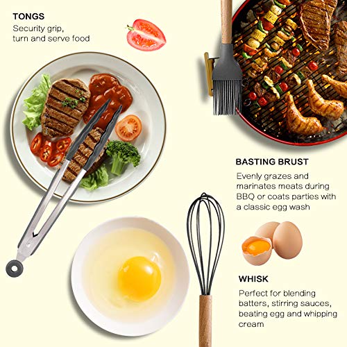 Silicone Cooking Kitchen Utensils Set (Gray)