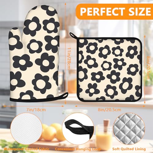 Daisy Flowers Oven Mitts and Pot Holders Sets 4Pcs (Daisy)