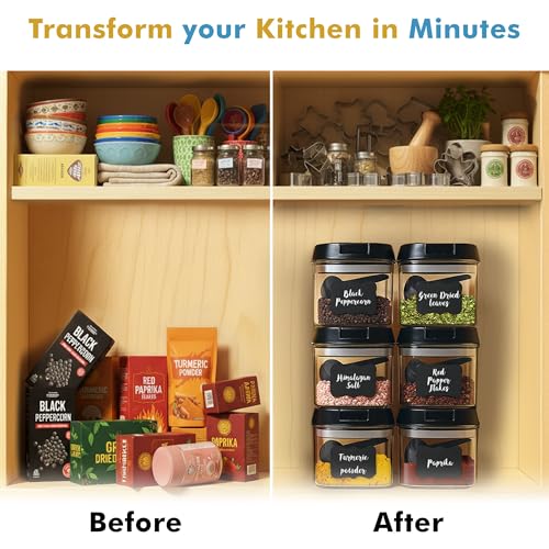 6PC (0.5L, 2.1 Cup, 17oz) Airtight Spice Storage Containers, 6 Spoons (White - 6 Pc / 6 Pc - 0.5 Liter)
