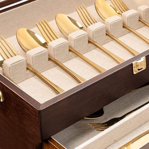 Silverware Storage Box (3 Layer Walnut)