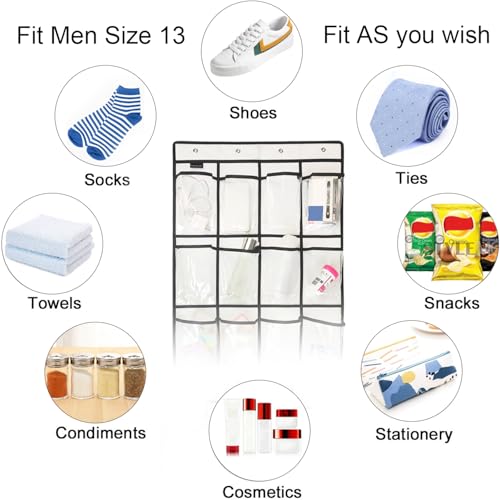 2 Pack Extra Large Hanging Crystal Clear Over Door Shoe Organizers (WH&TR)