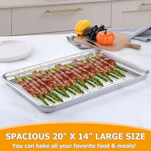 20x14 Inches XL Stainless Steel Baking Sheet with Wire Cooling Rack